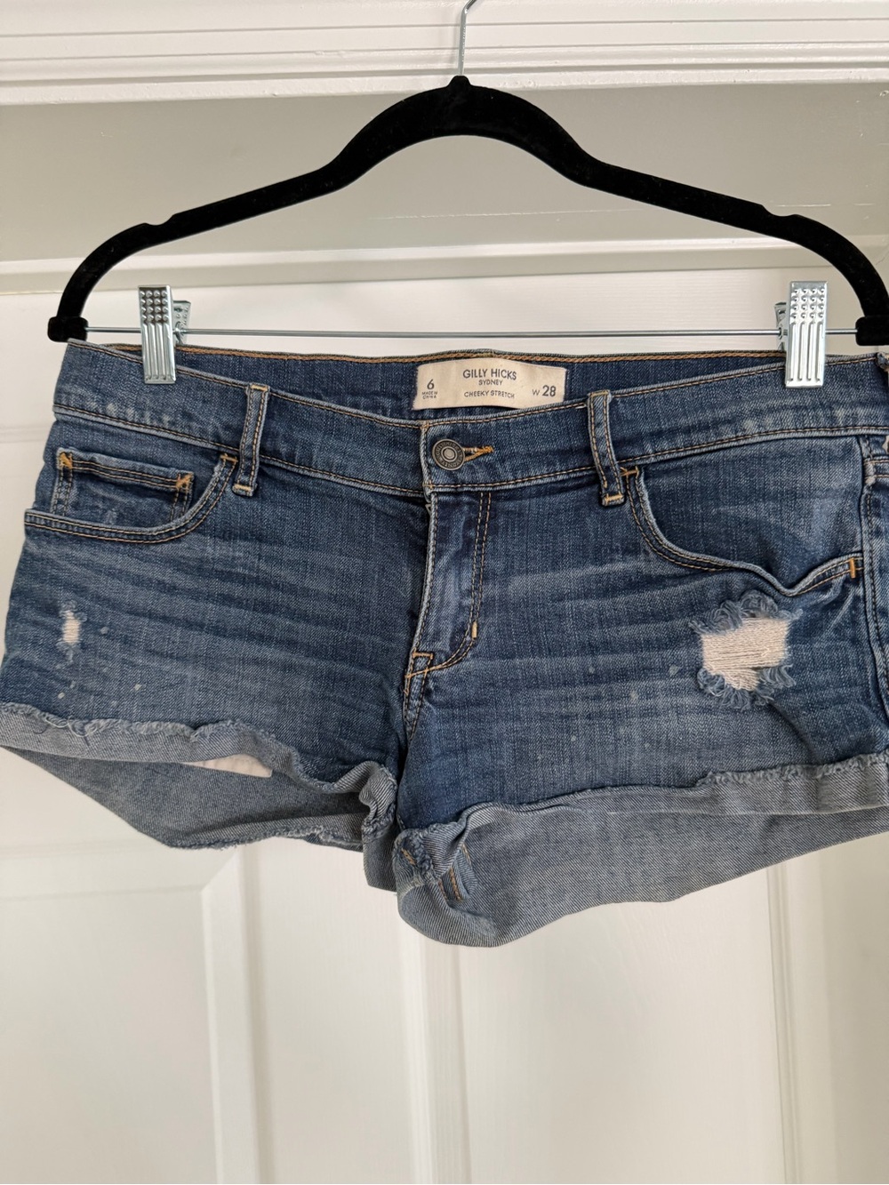Gilly Hicks Medium Blue Distressed Denim Jean Shorts